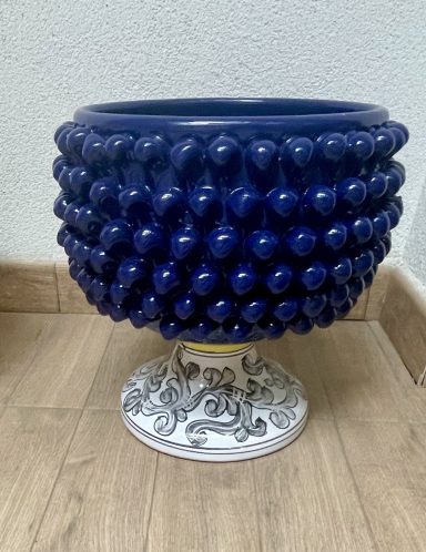 Übertopf Pigne mit Fuß - blau Übertopf Pigne blau miz Fuß