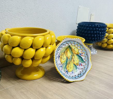 Übertopf Zitrone mit Fuß - groß